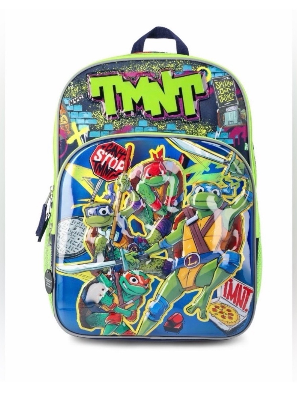 Teenage Mutant Ninja Turtles Boys 17" 3 D Glow in the Dark Backpack Green/Navy